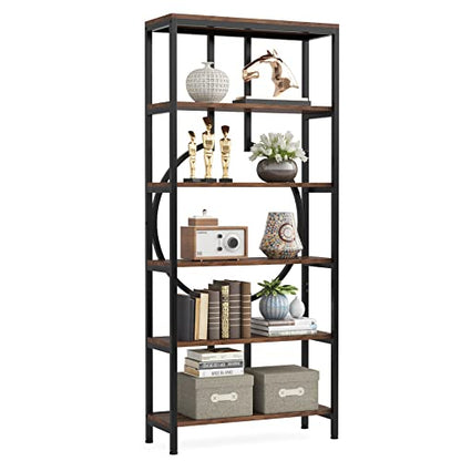 Tribesigns 70.9 Inch Vintage Industrial 6-Tier Bookshelf with Open Shelves and Sturdy Metal Frame - WoodArtSupply