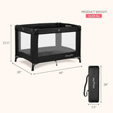Dream On Me Nest Portable Playard in Black with Carrybag an Shoulder Strap, Lightweight, Packable and Easy Setup Baby Playard, Breathable Mesh Sides and Soft Fabric - Comes with a Removable Padded Mat