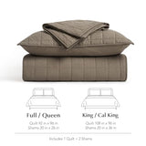 EVERGRACEHOME 100% Cotton Box Stitch Quilt Bedding Set King Size 3 Pieces, Garment-Washed Lightweight Soft Cozy Coverlet, Oversized Quilted Bedspread Sets with 2 Shams for All Season, Mocha Brown EVERGRACEHOME