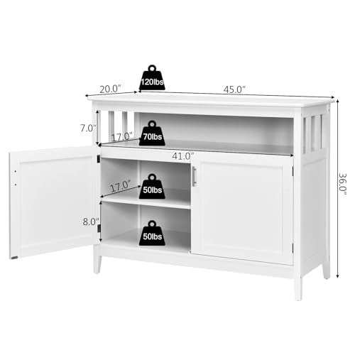Costzon Buffet Cabinet, Wooden Sideboard with 2 Doors, Adjustable Shelf, Accent Coffee Bar Cabinet, Kitchen Storage Cabinet for Living Room, Dining Room, Hallway Costzon