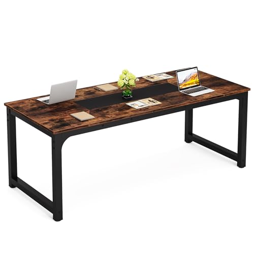 Tribesigns 6.6 ft Rectangular Conference Table, 78.7'' Meeting Table for 6-8 People, Industrial Seminar Training Table for Office Room Boardroom, Rustic Brown Tribesigns