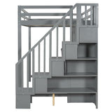 Merax Full Over Full Size Murphy Bed with Hydraulic Lift and Built-in Desk, Space-Saving Wall Bed with Desk Design, Ideal for Home Office, Small Rooms, or Apartments, Gray Merax