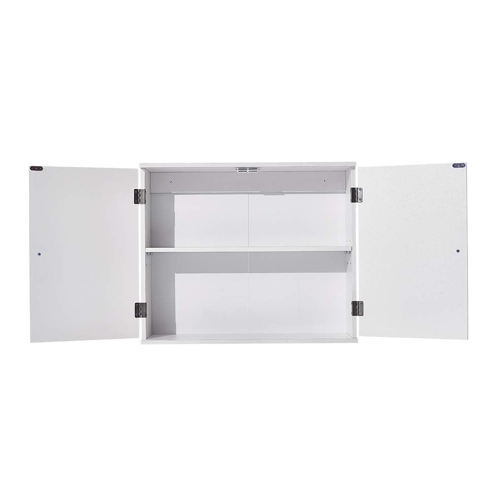 Panana Wall Mounted Cabinet, 2 Doors, Adjustable Shelf, White, 60cm x 15cm x 50cm, Modern Style, Bathroom & Kitchen Panana
