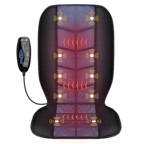 CILI Massage Chair Pad,Back Massager with Heat,Massage Seat Cushion with 10 Vibration Motors,30-60-90 Minutes Heating Options,Chair Massager for Office Chair, Home Office Use CILI
