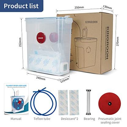 Kingroon Filament Dryer Box, PLA Dryer Box, 3D Printer Filament Dry Box Keeping Filament Dry During 3D Printing 4L Compatible with1KG Filament and PLA Filament,PETG,Material Filament Dry Box - WoodArtSupply