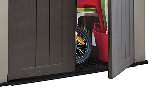 Keter Factor 6x3 Outdoor Storage Shed Kit-Perfect to Store Patio Furniture, Garden Tools Bike Accessories, Beach Chairs and Push Lawn Mower, Taupe & Brown - WoodArtSupply