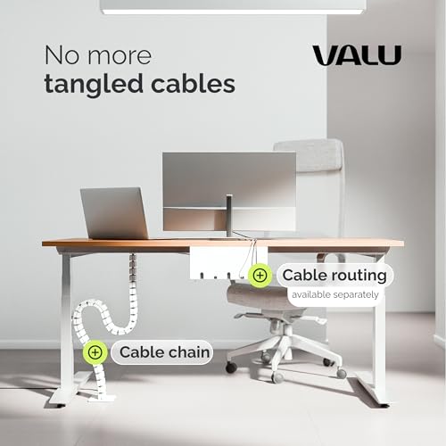 VALU Cable Management Spine – 49 Inch Cable Organizer for Height-Adjustable & Fixed Desks – Sturdy & Flexible with Magnetic Link – Cord Management System Under Desk with Steel Base & Non-Slip Pads VALU