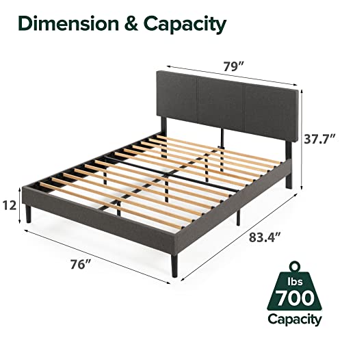 Zinus Cambril Minimalist Upholstered King Bed Frame with Bamboo Slats – No Box Spring Required - WoodArtSupply