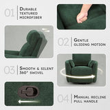 Lexicon Modern Swivel Glider Recliner Chair - Quiet 360 Swivel Chair, Durable Microfiber Upholstered, 2 Pillows, Manual Reclining for Living Room, Small Spaces, Nursery, Apartment, Bedroom, Green