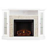 SEI Furniture Redden Faux Stone Convertible Electric Media Storage Corner Fireplace, Fresh White SEI Furniture