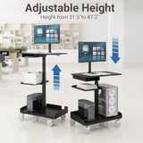 Natwind Mobile Workstation Cart with Monitor Mount, Height Adjustable Rolling Computer Desk with Cable Management Tidy, Heavy-Duty Standing Desk with CPU Holder for Office, School, Medical, Workshop Natwind