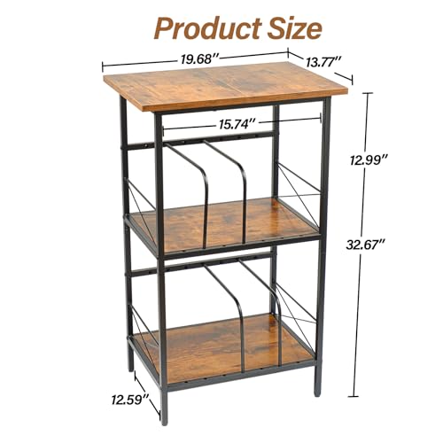 FiloxeniaOasis Record Player Stand with 4 Adjustable Dividers, Vinyl Record Storage Holds 200 LPs, 3 Layer End Table, Multi-Functional Record Player Table for Home, Rustic Brown FiloxeniaOasis