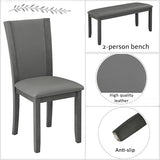 Trygoal Dining Table Set for 6, Farmhouse 6 Piece Dining Room Table Set with Rectangular Table, 4 Upholstered Backrest Chairs and Bench, Counter Height Kitchen Sets with Warm Woodgrain Finish, Gray Trygoal