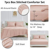 CozyLux Full Size Comforter Sets Blush Pink - 7 Pieces Bed in a Bag Full, Oeko-Tex Certified Bed Set, All Season Soft Bedding Set with Down Alternative Comforter, Sheets, Pillowcases & Pillow Shams CozyLux