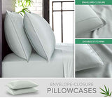 Pure Bamboo Queen Sheets, Genuine 100% Organic Viscose Derived from Bamboo Bed Sheet Set, Luxuriously Soft & Cooling, Double Stitching, 2 Year Quality Promise (Queen, Sea Glass) Pure Bamboo