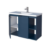 COZIMAX Vanity Jazz 32 inches - Floating Bathroom Vanity and Cultured Marble Sink with Soft Close Door (Blue) COZIMAX