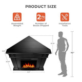 R.W.FLAME 43” Corner Electric Fireplace Mantel Wooden Surround Firebox, TV Stand with Freestanding Electric Fireplace, Remote Control, Adjustable Led Flame, 750W/1500W Black R.W.FLAME