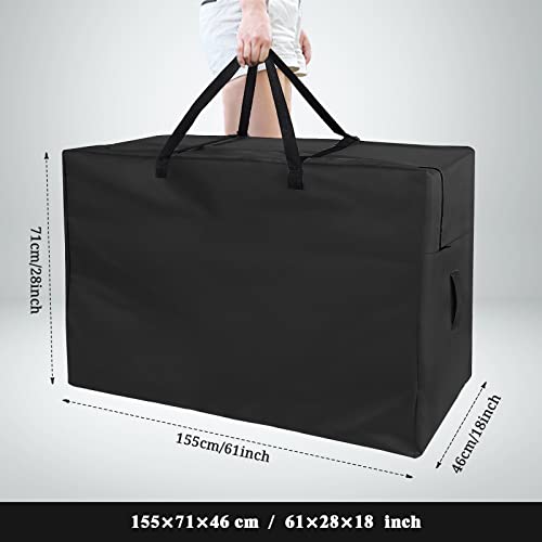 Andacar Folding Mattress Storage Bag - Andacar 63 inch Foldable Mattress Carry Case Fits for Tri-Fold Up to 6 inch Queen Mattress Waterproof Cushion Storage Bag - 61"L×28"W×18"H, Black, Cover Only Andacar