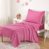 Wake In Cloud - Toddler Bedding Set for Boys Girls, 4 Pieces Soft Crib Bed Set Including Comforter, Sheets and Pillowcase, Hot Pink Wake In Cloud