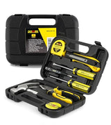 DOWELL Small Homeowner Tool Set 9 Pieces General Household Small Hand Tool Kit with Plastic Tool Box Storage Case DOWELL