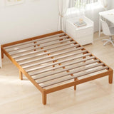 DUMOS Solid Wood Bed Frame, Full Size Bed Base with Wood Slat Support, Sturdy, Stylish & Noise-Free Design, No Box Spring Needed, Easy Assembly, 12 in Natural Pine DUMOS