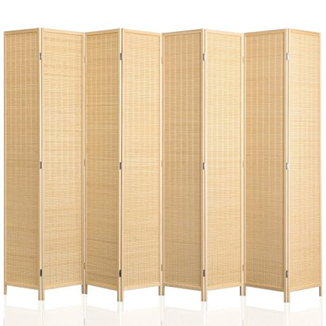 WelFurGeer 8 Panel Bamboo Room Divider, Folding Privacy Screen for Room Separation, Natural Wood Room Partitions and Dividers, Patio Privacy Panels, Decorative Wall Divider for Home, Office, Studio WelFurGeer