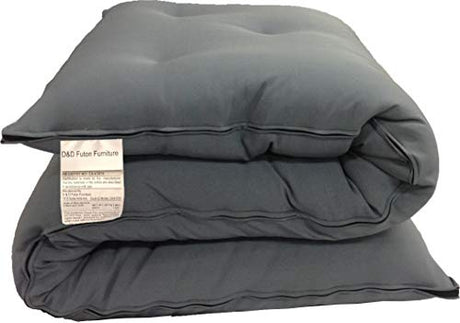 D&D Futon Furniture Gray Traditional Japanese Floor Rolling Mattress 80 x 30 x 3, Shikifuton Cotton Batting, Foam, Polyester Fiber Batting D&D Futon Furniture