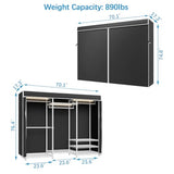 VIPEK V5L Garment Rack Heavy Duty Covered Clothes Rack with Dimmable LED Lights, 3000K Warm White, Portable Closet Wardrobe Freestanding Clothing Rack for Hanging Clothes, White Rack with Black Cover VIPEK