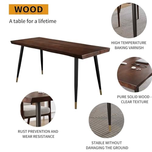 Sihtengxxhongs Modern Simple Style 55" Standing Desk Study Computer Desk - Black Metal Frame, Solid Wood Planks, for Home Office Bedroom Sihtengxxhongs