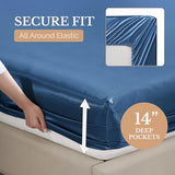 Casa Platino Satin Sheets Twin Size - Smooth Twin Sheets with 15 Inch Deep Pocket Fit, Makes for a Cool Nights Sleep, Great for Hot Sleepers, Helps with Hair Protection, Wrinkle-Resistant - Dark Blue Casa Platino