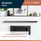 MANTELSDIRECT Titus 52 Inch Metal Stainless Steel Non-Combustible Fireplace Mantel Shelf - Shadow Iron Beautiful Modern Shelf Perfect for Electric Fireplaces and More! MANTELSDIRECT