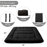 MAXYOYO Japanese Floor Futon Mattress, 4" Thicken Tatami Mat Sleeping Pad Foldable Roll Up Boys Girls Dormitory Mattress Kids Lounger Pillow Bed, Black, Full MAXYOYO