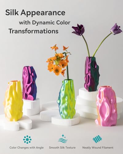 SUNLU 3D Printer Filament Bundle, Silk Filament Multicolor, Individually Vacuum Packed, Dual Color*5, Triple Color *3, 2kg in Total SUNLU