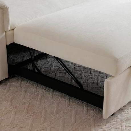 Convertible Loveseat Pull Out Sleeper Sofabed Futon Loveseat Lounge Couch for Living Room 3 in 1 Multi-Functional Pullout Sofa Bed with Reclining Backrest , USB Ports and Side Pockets for Home Office Eafurn