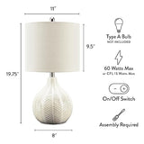 Signature Design by Ashley Rainermen 20" Modern Herringbone Ceramic Table Lamp, Off White Signature Design by Ashley