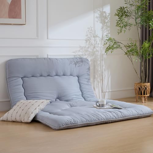 Ingdgnoso Japanese Floor Mattress, 3.5" Thicken Futon Mattress Tatami Mat, High Density Foam Support for Adult Kids Sleep, Portable Futon Sofa Bed for Camping, Pet Mat, Twin 80"x 39"（Silver Gray） Ingdgnoso