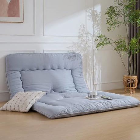 Ingdgnoso Japanese Floor Mattress, 3.5" Thicken Futon Mattress Tatami Mat, High Density Foam Support for Adult Kids Sleep, Portable Futon Sofa Bed for Camping, Pet Mat, Twin 80"x 39"（Silver Gray） Ingdgnoso
