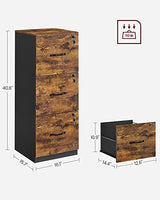 VASAGLE 3-Drawer Vertical File Cabinet, Filing Cabinet for Home Office, Printer Stand, with 3 Lockable Drawers, Adjustable Hanging Rail, for A4 and Letter-Size Files, Rustic Brown and Black UOFC055B01 VASAGLE