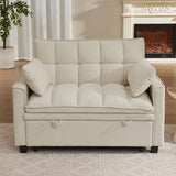 Portaforta Sleeper Sofa with Pull Out Couch Bed, 48" Convertible Pull-Out Sofa Bed Chair, 3-in-1 Futon Couch with Reclining Backrest and Side Pockets for Living Room Bedroom Apartment, Beige Portaforta