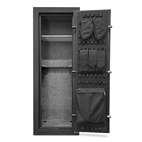 Stealth EGS14 Essential Gun Safe, Fireproof for 30 Minutes, Fits up to 14 Long Guns & Pistols, Adjustable Door Panel Organizer, California DOJ Approved, Internal Power Outlet, Durable Black Paint