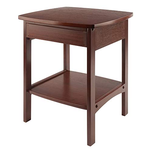 Winsome 22 x 18 x 18-Inch Wood Curved End Table/Night Stand With One Drawer, Brown (94918) Winsome