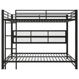 Harper & Bright Designs Queen Over Queen Bunk Bed with Storage Cabinets and LED Lights, Metal Bunk Bed Frame for Kids Teens, Black Harper & Bright Designs