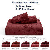PHF Truly Velvet Duvet Cover Set King Size, 3pcs Ultra Soft Breathable Comforter Cover Set, Luxury Cozy Flannel Duvet Cover with Pillow Shams Bedding Collection, 104" x 90", Wine Red PHF