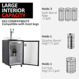TROPOW 6.1 CF Beer Kegerator, Dual Tap Draft Beer Dispenser, Full Size Stainless Steel Keg Refrigerator With Drip Tray, 32°F- 50°F Temperature Control, 170L TROPOW