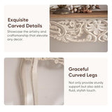Console Table for Entryway with Carved Details, 43.31" Long Sofa Table Behind Couch, Vintage French Country Entry Table with Wood Carvings and Curved Legs for Hallway, Living Room - Antique White Dorivibe