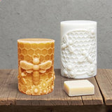 Wehous 2PCS Bee Candle Mold, Bee Honeycomb Flower Cylinder Silicone Molds for Resin Candle Soap Wax Beeswax, Unique Epoxy Casting Clay Art Craft Mould Kit DIY Home Decor