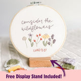 Elly & Grace Christian Embroidery Kit with Embroidery Hoop, Easy Embroidery Kit for Beginners and Adults, Full Embroidery Hoop Kit with Needles and Thread Included (Wildflowers)