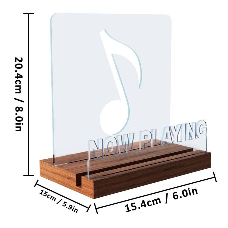 YuanDian Now Playing Vinyl Stand, Light up Now Spinning Record Stand, Wooden Acrylic Holder for Vinyl Album Display Storage, Vinyl Record LED Display Storage Collection Holder