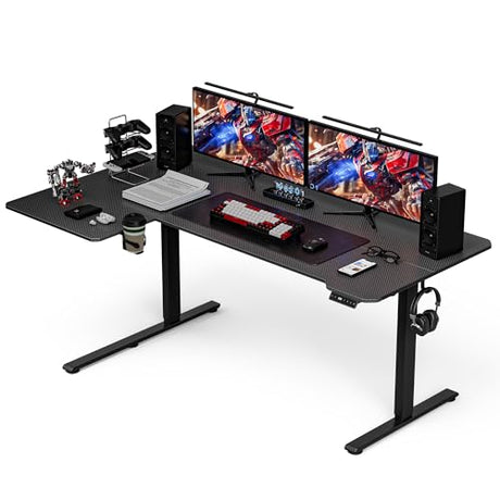 Acrolix 71 Inch L Shaped Standing Desk Adjustable Height,Gaming Electric Corner Standing Desk, Sit Stand Computer Table with Reversiable Splice Board, Black Carbon Acrolix