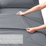 Horbaunal Extra Deep Pocket Full Fitted Sheet Only - Fits Up to 24 Inch Mattress - Luxury 1800 Thread Count - Microfiber Silver Grey Fitted Bed Sheet Full Size Horbaunal